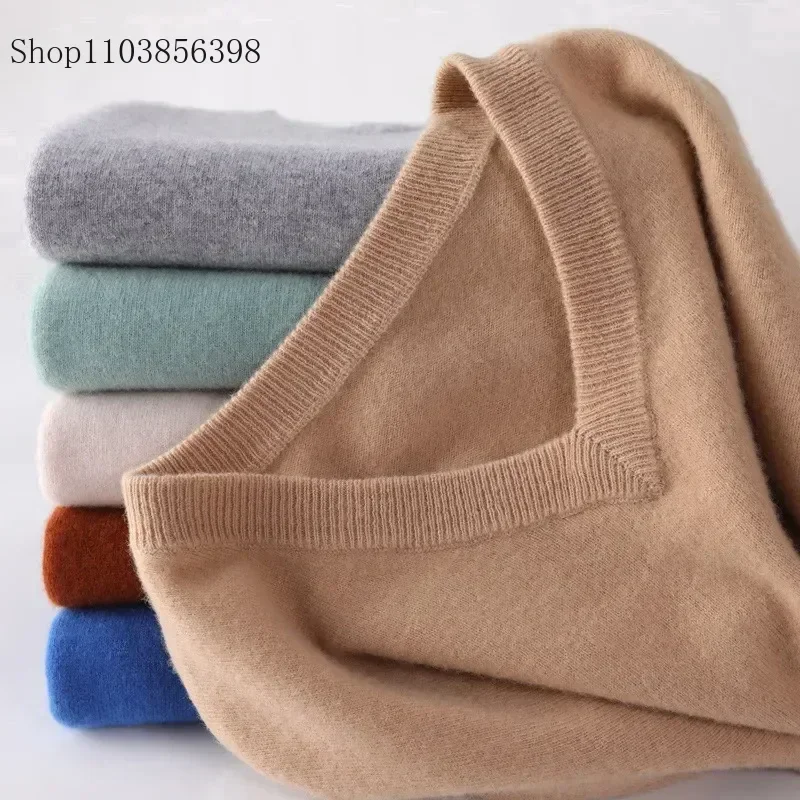 Fashion Men's Sweaters Casual Slim Fit Basic V Neck Knitted Sweater Pullover Male Autumn Winter Warm Knitwear Tops Mens Clothes