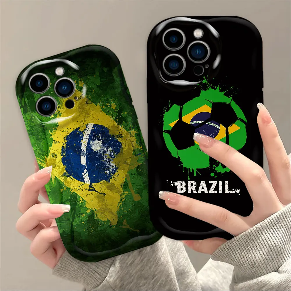 Bandeira do brasil bandeira brasileira creme curva branca capa de telefone móvel para apple iphone 11 12 13 14 6 s mini pro plus max 5g