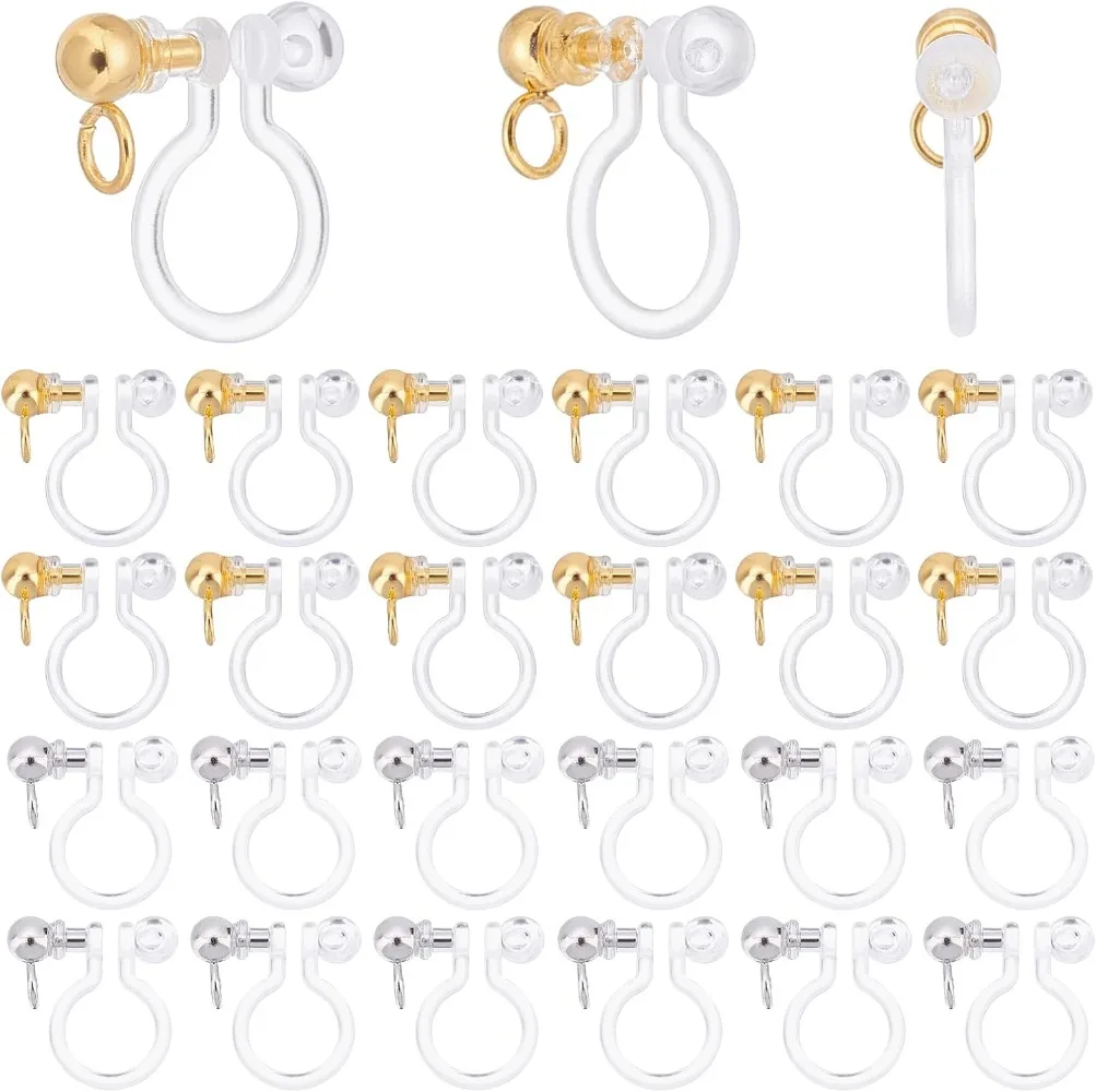 24pcs Transparent U Type Earring Findings Alloy Invisible Clip on Earring Converter Non-Pierced Earrings Painless Allergy-free