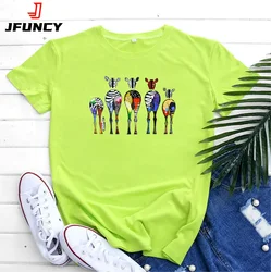 JFUNCY Summer T-shirt Women's Short Sleeve Tee Shirt Fashion Multicolor Cotton Tops Female Tshirt Clothing Woman T Shirts