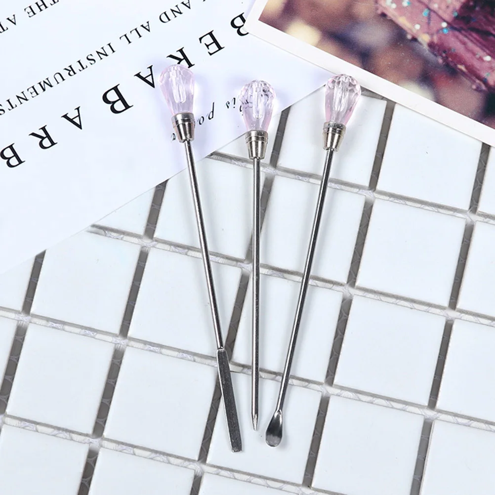 2 個ネイル撹拌棒アクリルパウダー液体スプーン点在ペンネイルツール簡単ハンドルステンレス鋼長持ち美しい