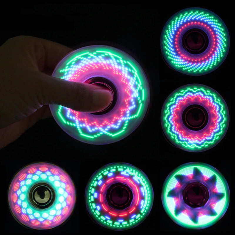 Fidget Spinner lumineux à lumière LED créative, 6 couleurs, changements de main, Golw dans la nuit, jouets anti-Stress pour enfants