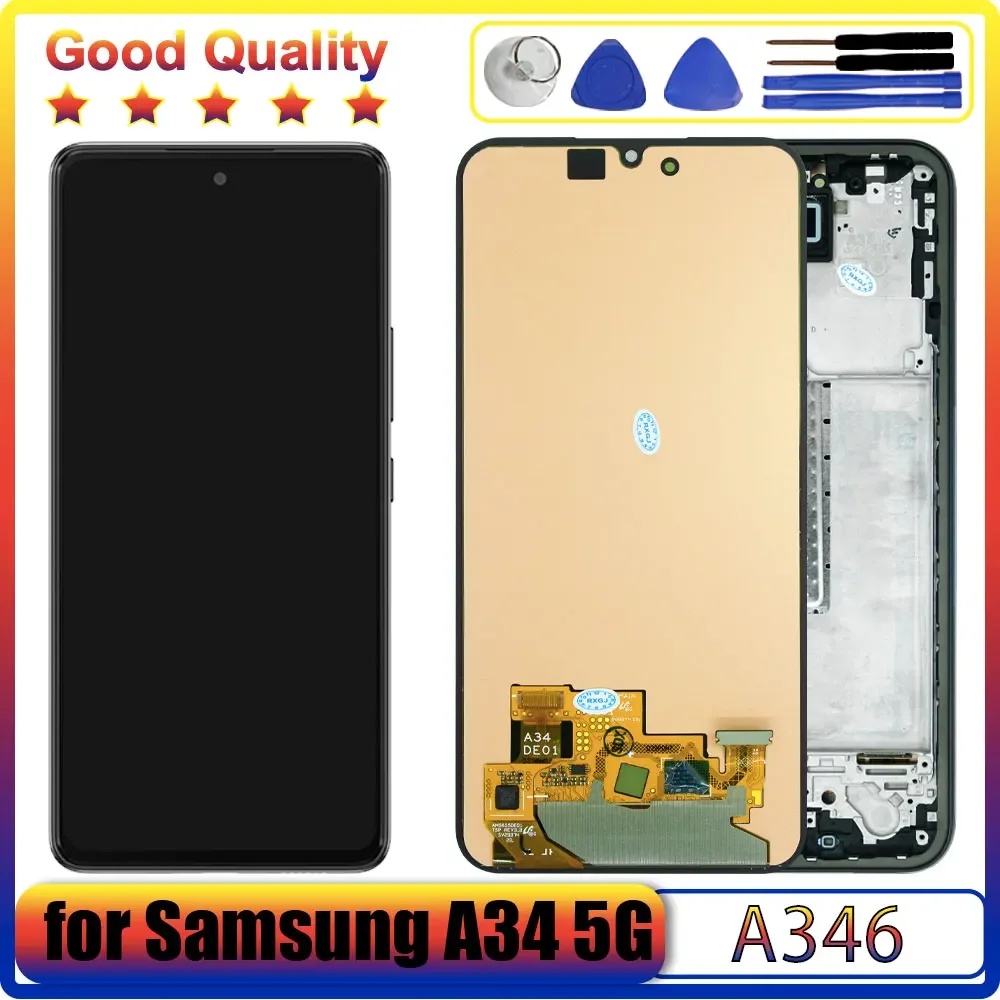 

Super AMOLED LCD for Samsung Galaxy A346 A346E A346B A346M LCD Display Touch Screen Digitizer for Samsung A34 5G LCD Replacement