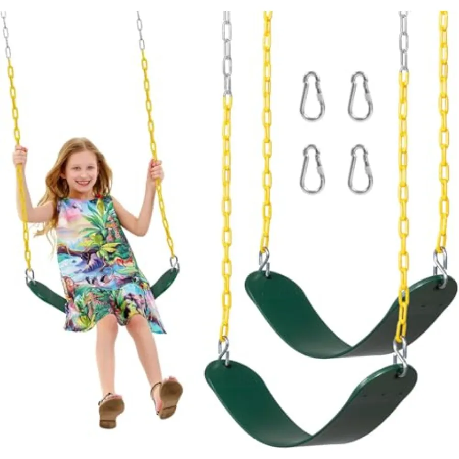 

2 Pack Outdoor Swings Seats with 66" Rust-Resistant Heavy Duty Chain Playground Swing Set Accessories Replacement Anti-Slip Sea