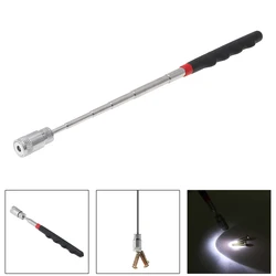 Herramienta de recogida telescópica magnética, luz LED, Flexible, con resorte magnético, para recoger basura, extensión de brazo