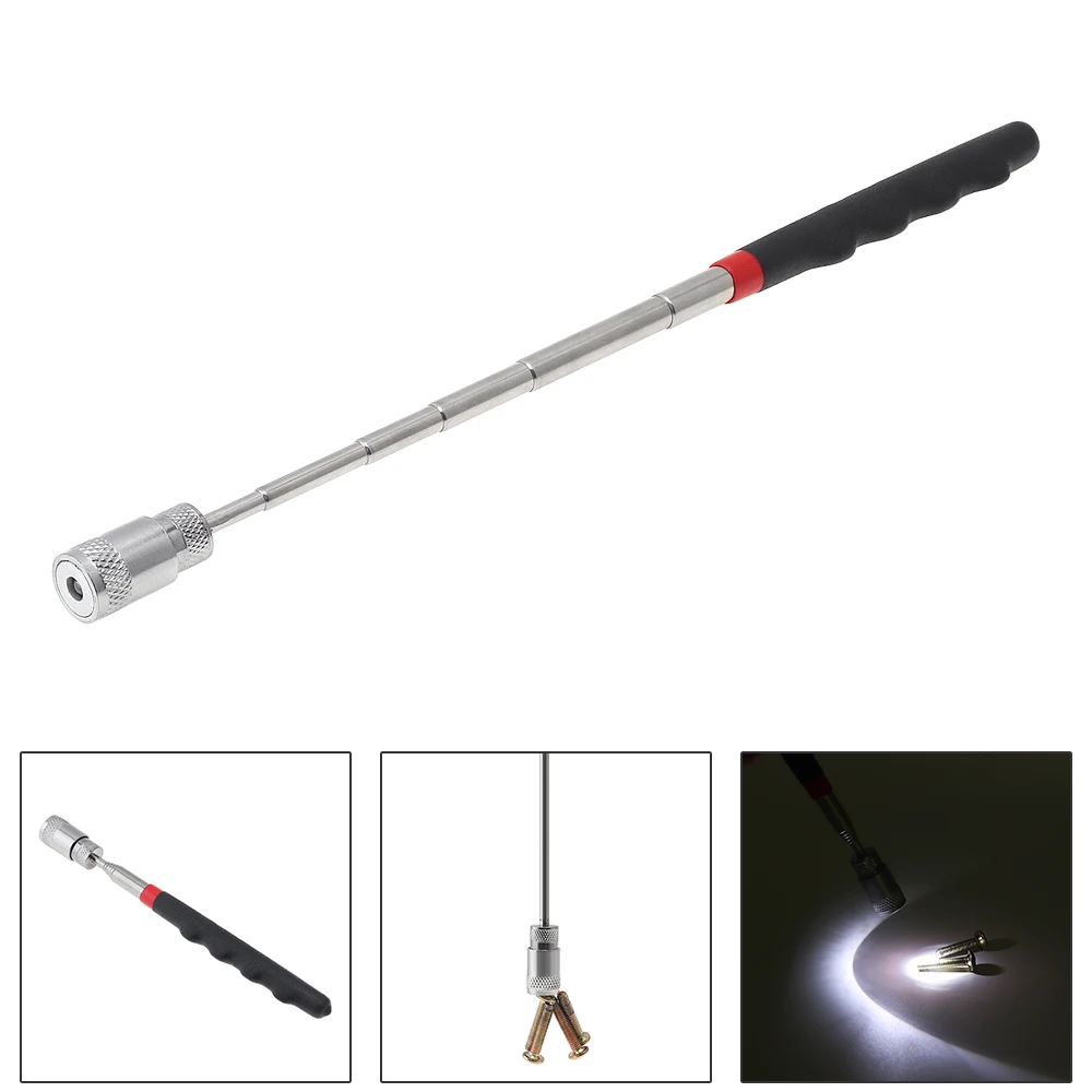 Magnetic Telescopic Pick Up Tool LED Light Flexible Spring Magnet Pickup Tool Grab Grabber for Garbage Pick Up Arm Extension