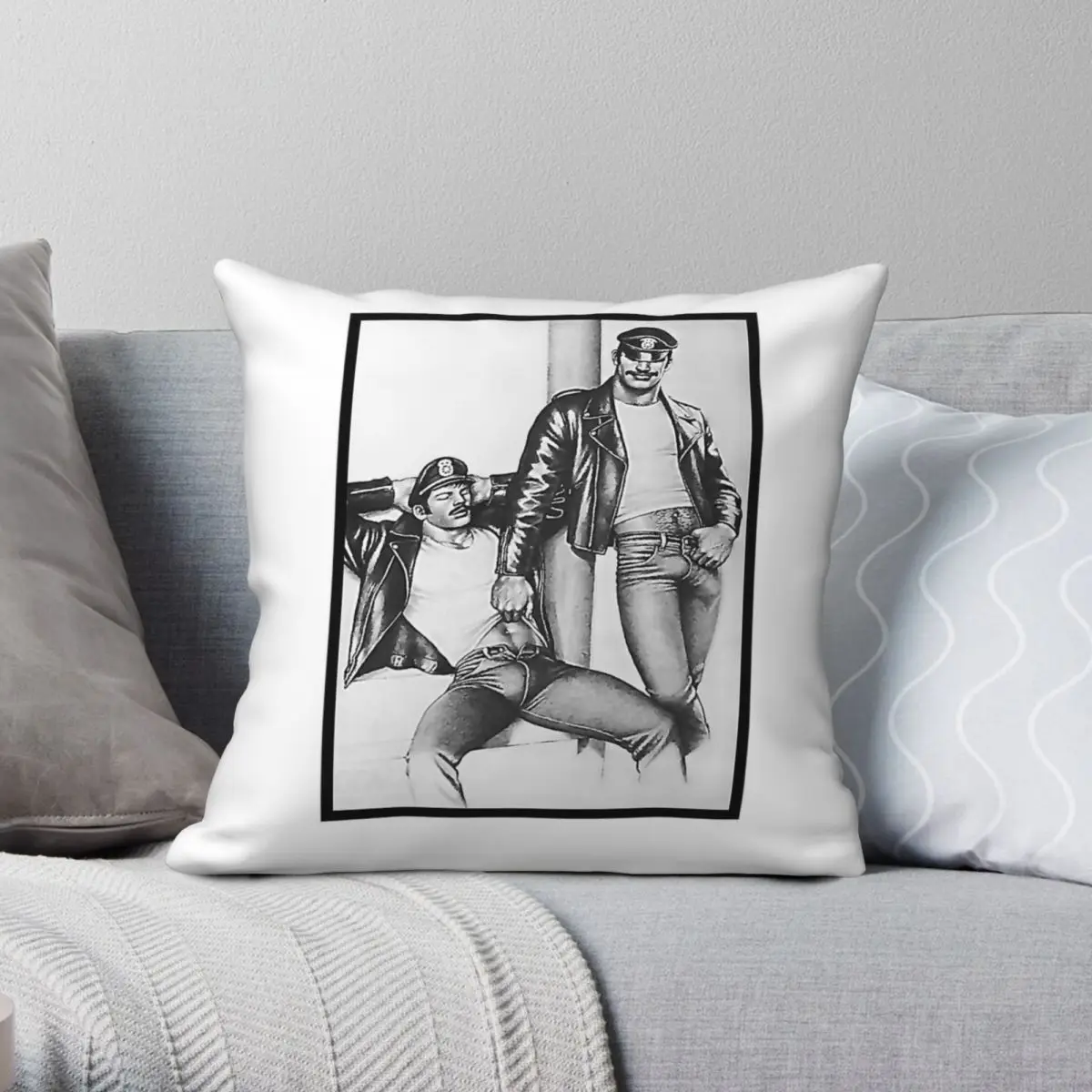 توم أوف فنلندا فريسكي الثنائي كيس وسادة مربع البوليستر الكتان المخملية الإبداعية البريدي ديكور المنزل وسادة القضية