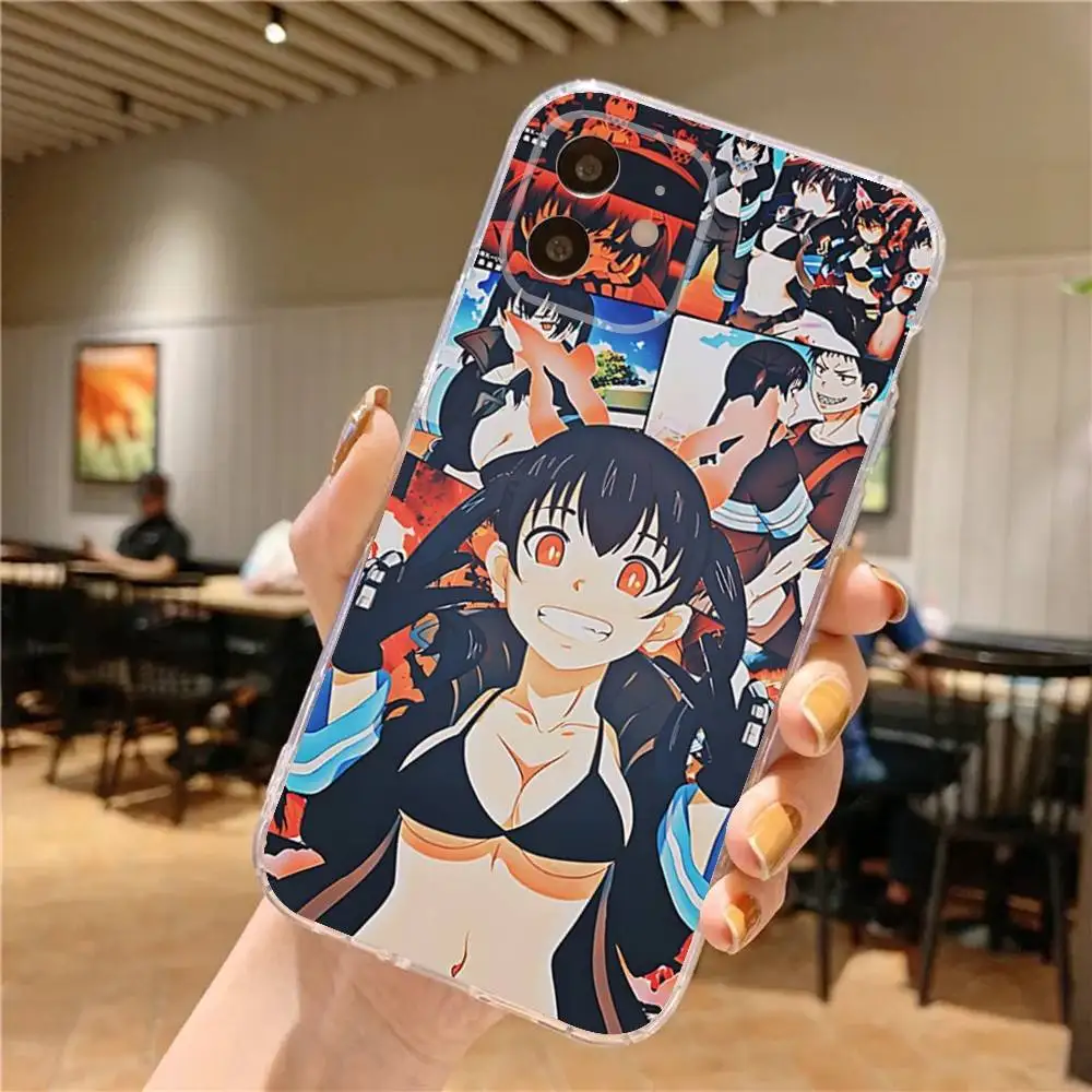 เคสโทรศัพท์ลายอนิเมะ F-Fire สำหรับ iPhone 17,16,15,14,13,12,11 Pro,Max,Plus,X,XS,XR,SE4,E Mini แบบใส นิ่ม
