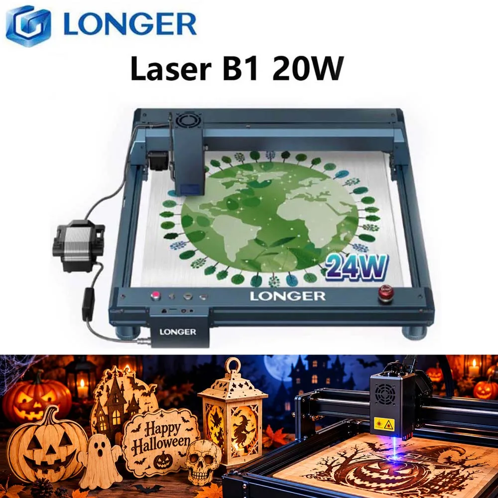 LONGER B1 20W Laser Engraver, 450×440mm Large Engraving Area, High-Speed Diode Laser Cutter, Automatic Air Assist, WiFi Control, Laser Engraving Machine for Wood, Acrylic & Metal