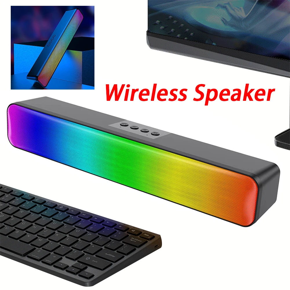 

Беспроводная колонка RGB, совместимая с Bluetooth, беспроводная колонка с питанием от USB, компьютерная колонка с двойным динамиком, высокая громкость для ПК и ноутбука