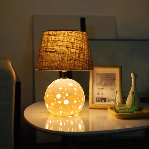 Nordic modern simple hollow ceramic table lamp living room bedside lamp creative romantic LED table lamp free shipping