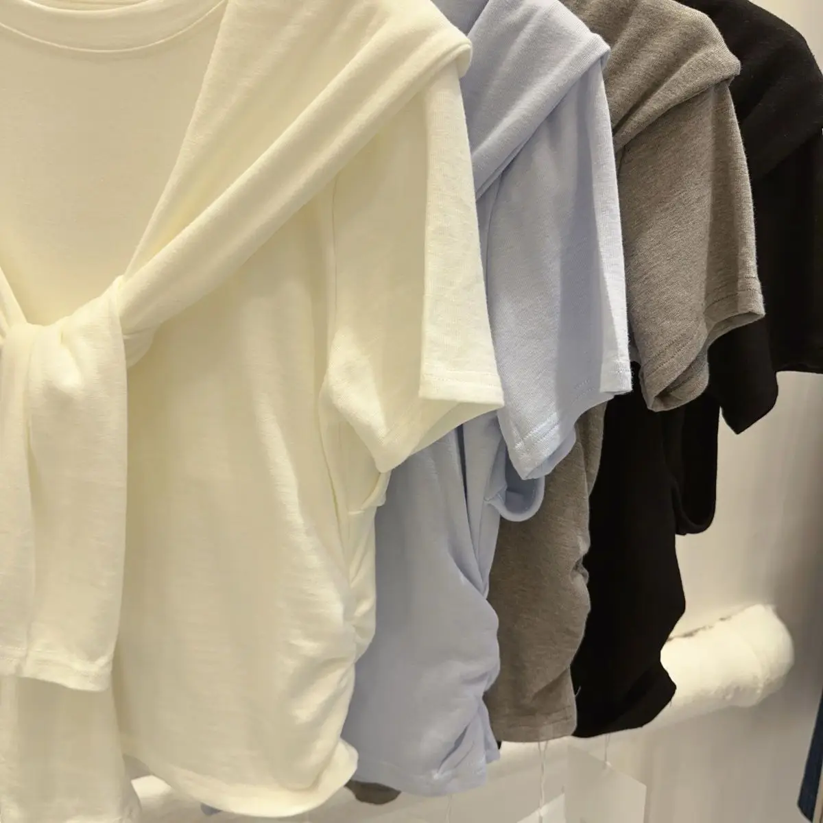 Summer Fake 2 Pieces T-shirts for Women Round Neck Short Sleeve Solid Color Modal with Shawl Top Korean Fashion Female Tees