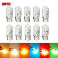 10X White T10 W5W 501 194 Clear Signal Lamp Glass 12V 5W Warm White Red W2.1x9.5d Single Filament Car Bulb Auto Light Halogen