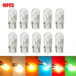 10X White T10 W5W 501 194 Clear Signal Lamp Glass 12V 5W Warm White Red W2.1x9.5d Single Filament Car Bulb Auto Light Halogen