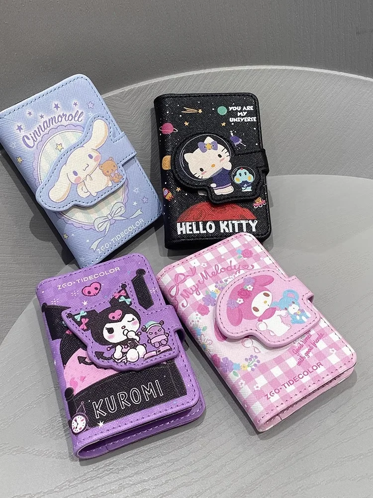 Pu Sanrio Hello Kitty portamonete Cartoon Cinnamoroll My Melody Kuromi Money Bag porta carte di credito borse pieghevoli regali di compleanno