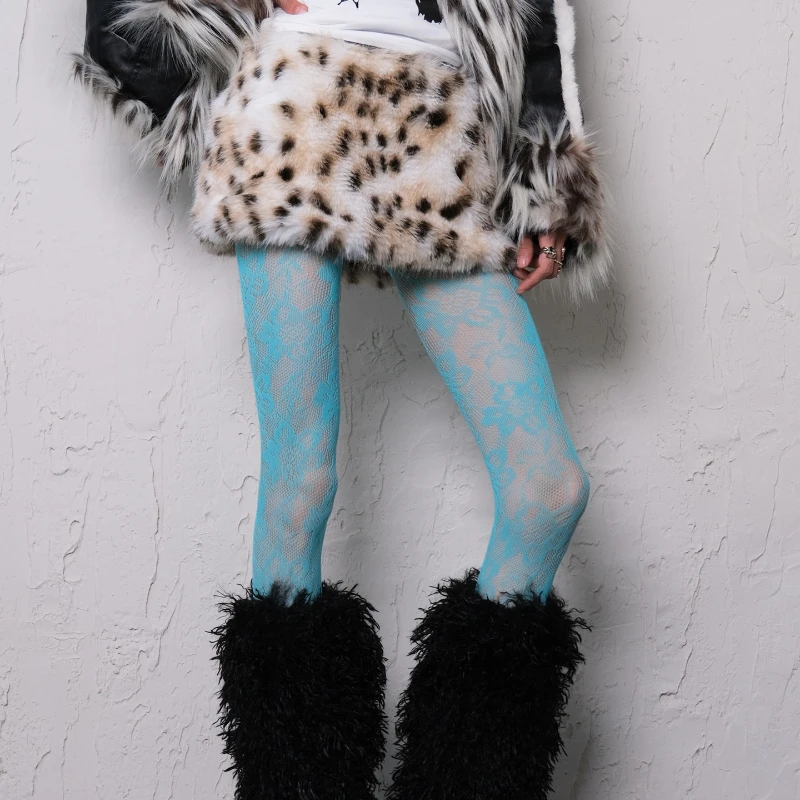 Millennium Subculture Y2K Spicy Girl Pantyhose Spring Item for Women High Saturation Outfit Retro Hollow Sexy Skirt Stockings