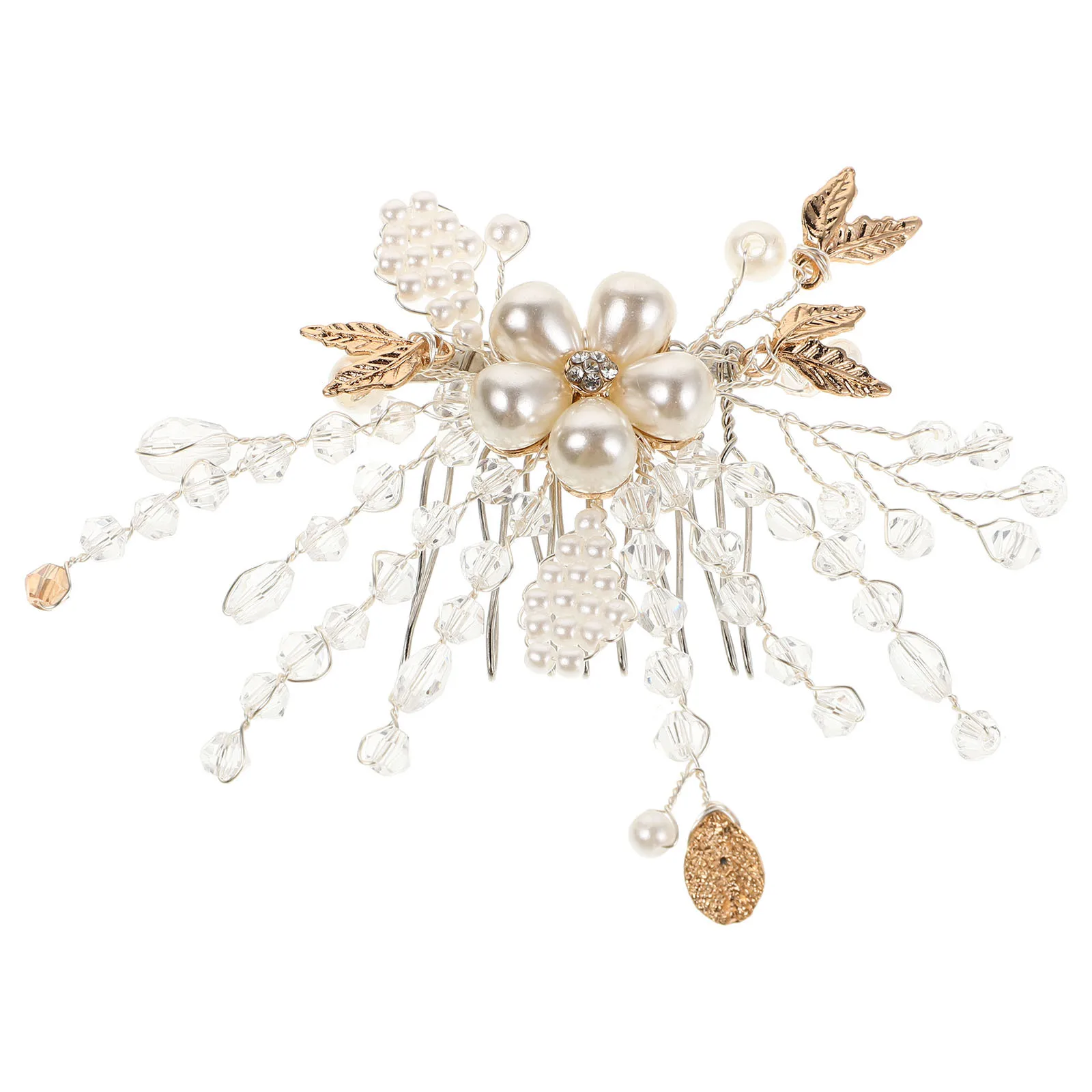 

Bridal Pearl Flower Hair Comb Zinc Alloy Elegant Wedding Hairpiece Hair Accessories for Brides Bridal Styling Comb