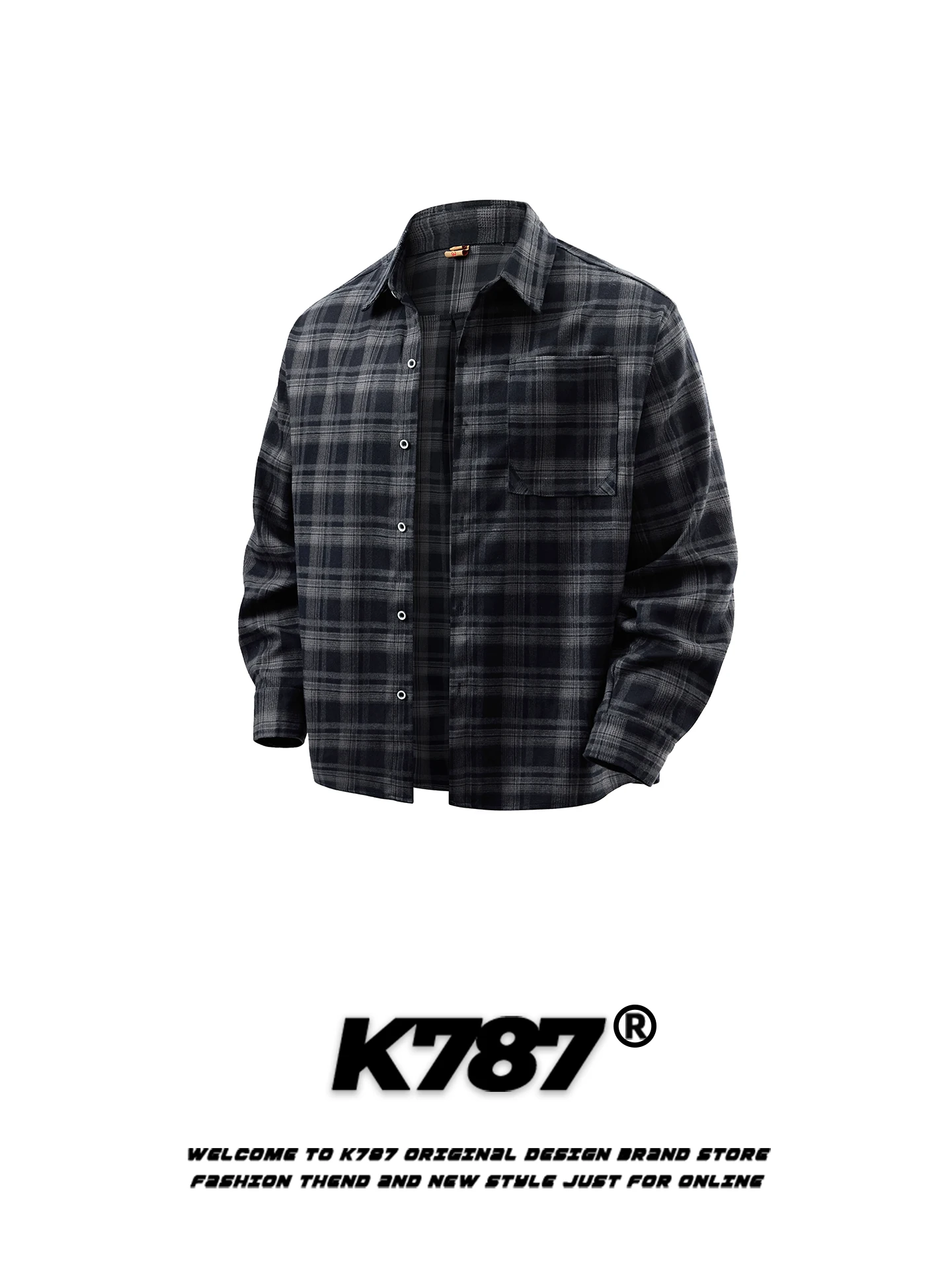 

K787 American Retro Plaid Long Sve irt Loose Casual ex Spring New Trendy Brand Couple's irt Coat Youth ular