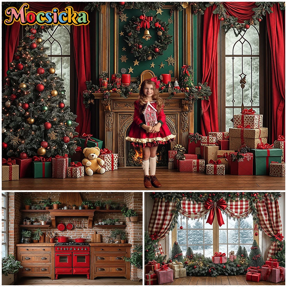 

Mocsicka Christmas Photography Backdrop Baby Kid Photo Background Holiday Party Kitchen Living Room Bedroom Decoration Wallpaper