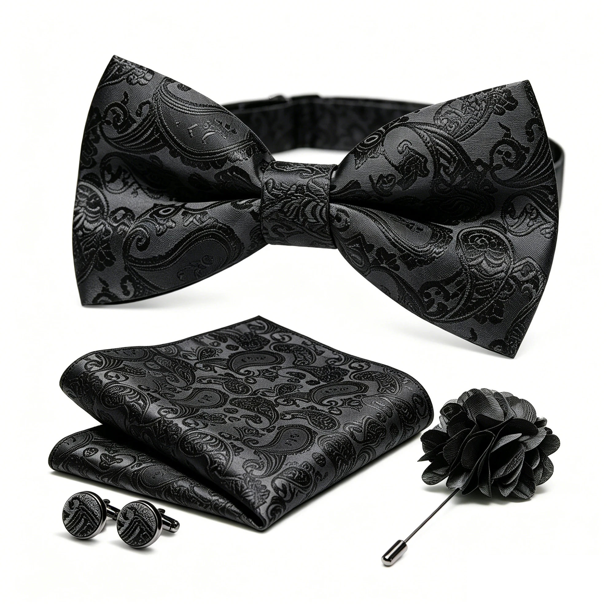 36pcs Black Silk Jacquard Pais - Bow Tie Pre Tied avis et prix