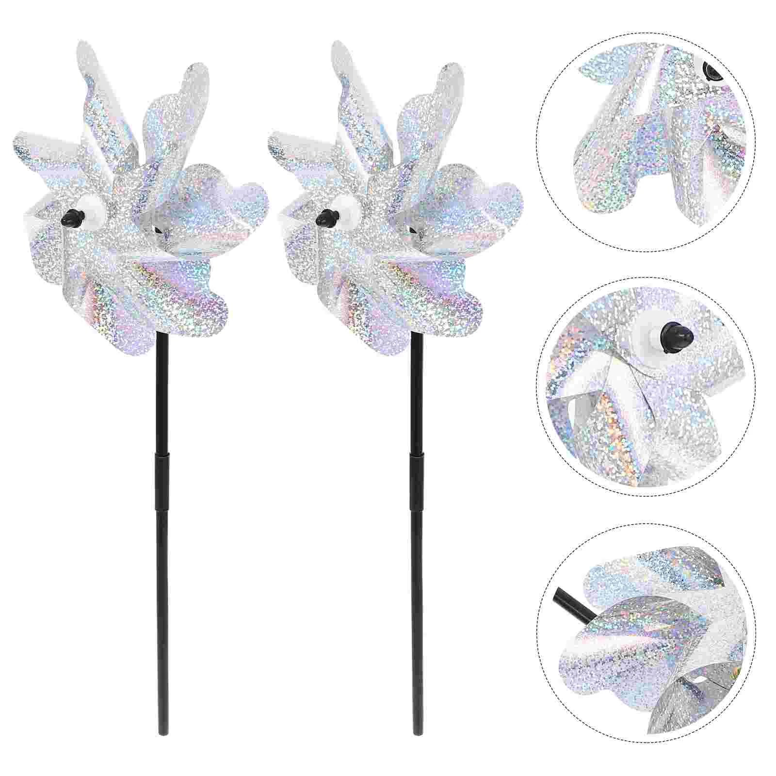 

10 Pcs Bird Windmill Rotating Pinwheel for Garden Spinners Decorate Drive Away Birds The Pet Pinwheels