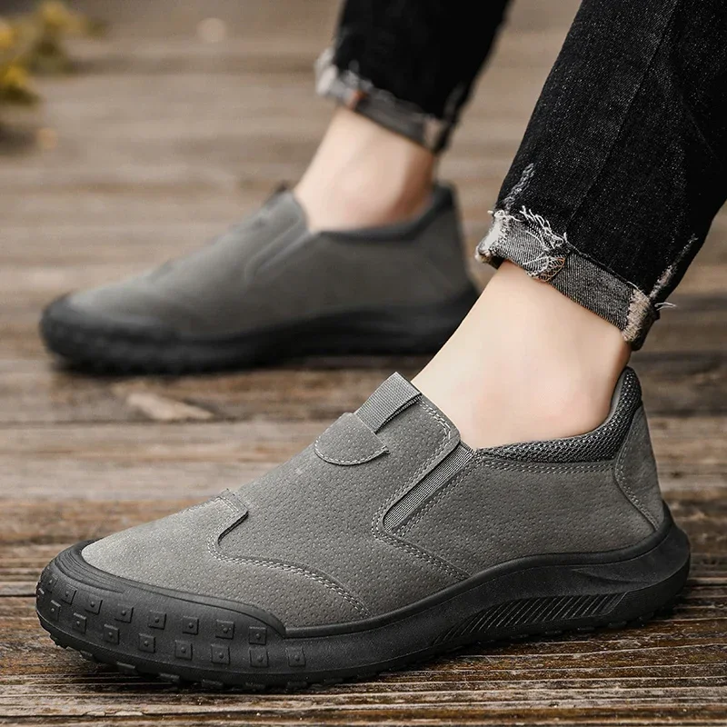 Mocassins luxuosos de couro confortáveis masculinos, sapatos casuais, calçado masculino respirável para dirigir, mocassim, tênis de caminhada, outono