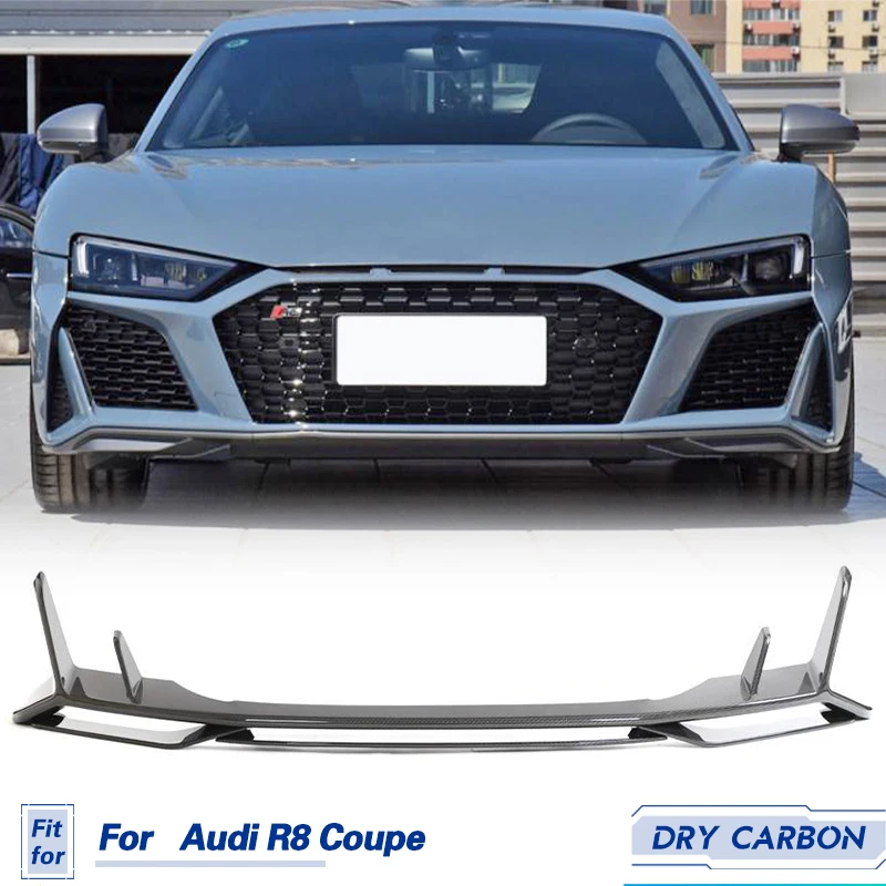 

Car Front Bumper Lip Spoiler Splitter Dry Carbon For Audi R8 Coupe Convertible 2-Door 2022 2023 Front Lip Chin Apron Protector