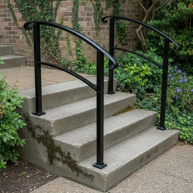 

Matte Staircase Grab Bar 1-3 Steps For Porch Garden Entryway, Wrought Iron Handrail Fixed Angle Outdoor Step Railing Installation Kit Included Black