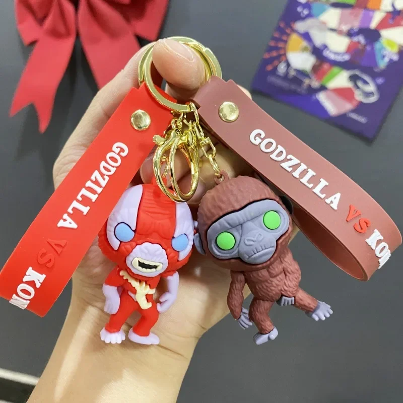 Anime King Kong VS Godzilla Keychains King Kong Godzilla PVC Action Figures Model Bag Pendent Collection Toys Kids Fans Gift