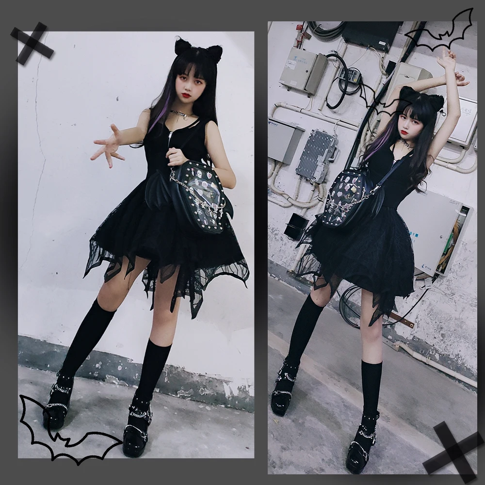 Gothic Punk Sargform Ita Tasche Damen Klare Rucksäcke Dark Lolita Handtasche und Umhängetasche Mädchen Cosplay Designer 2-Einsatz – Detail 27
