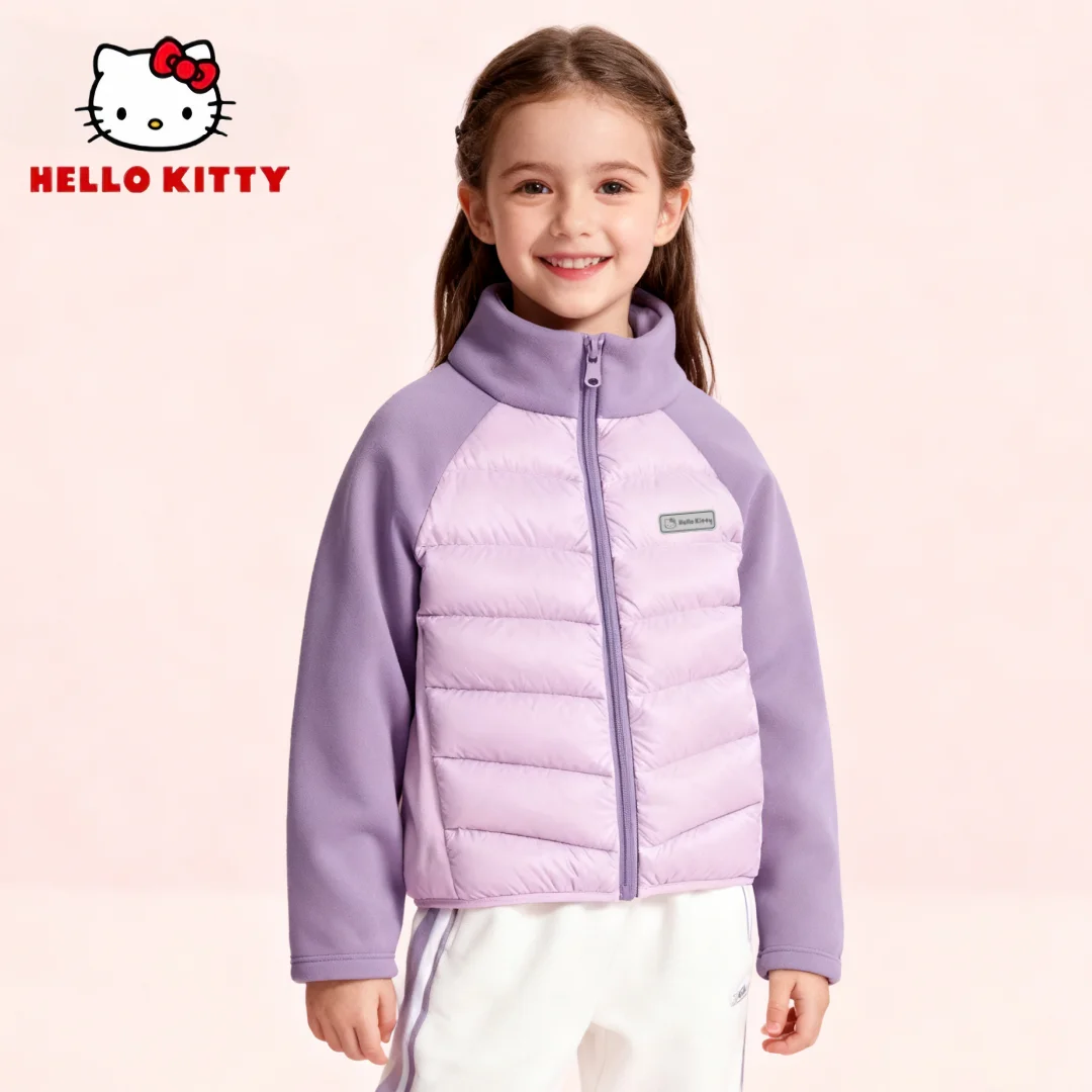 

Детская теплая верхняя одежда Hello Kitty для осени и зимы, пуховик-подкладка, легкая теплая куртка, удобный детский пуховик