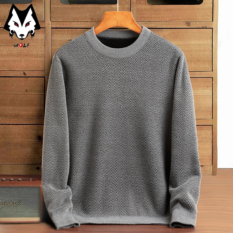 New Men's Casual and Fashionable Long Sleeved Pullover Round Neck Sweater for Autumn and Winter Warm Comfortable Versatile Top