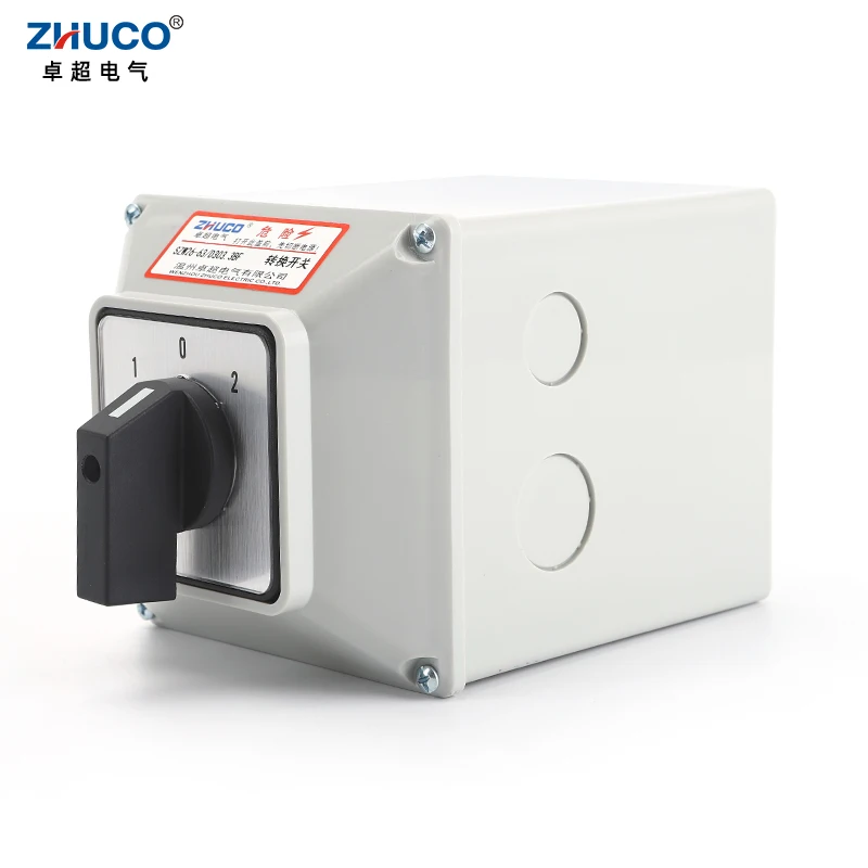 

ZHUCO SZW26/LW26-63 63A 1-0-2 3 Position 3 Ploes 12 Screws Ganrator Cam Rotary Changeover Control Switch With Waterproof Shell