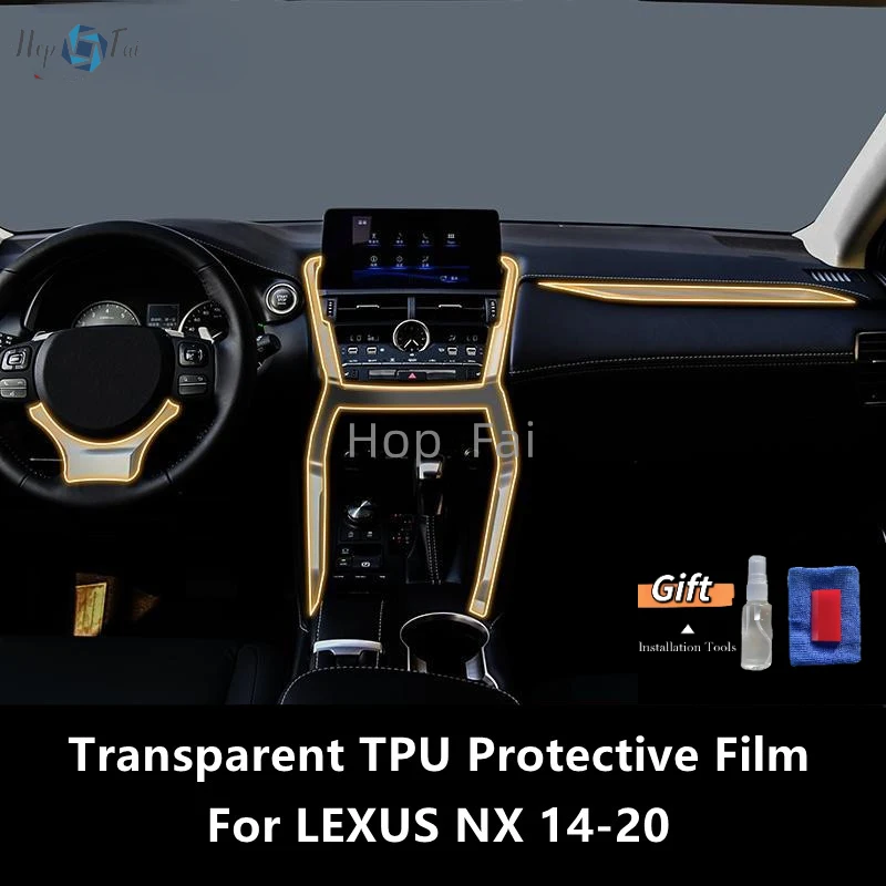 For LEXUS NX 14-20 Car Interior Center Console Transparent TPU Protective Film Anti-scratch Repair Film Accessories Refit