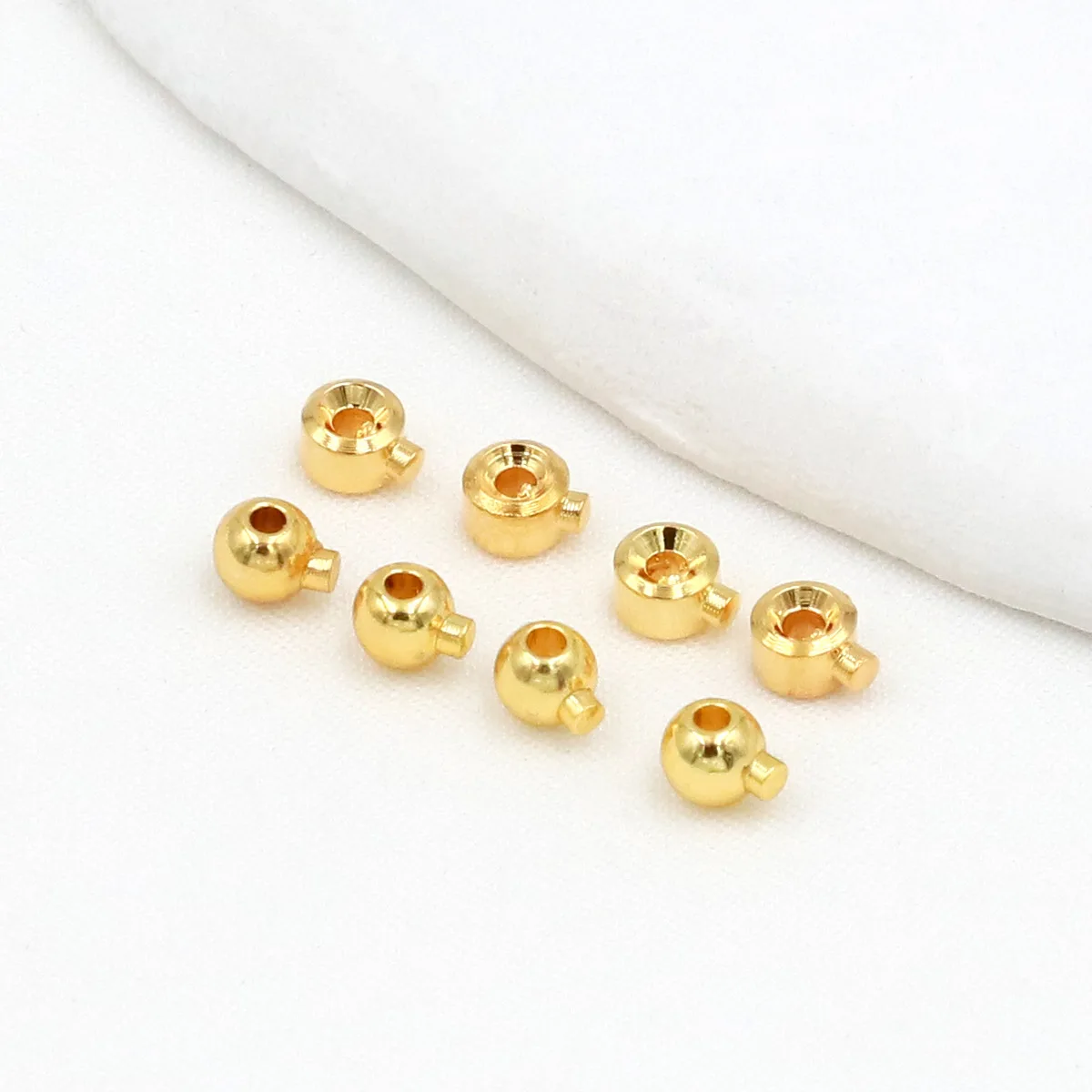 Crimps plaqués or 18 carats de 2,5 mm, 3,2 mm, 10/20 pièces, pour perles, embouts (crimps) pour la fabrication de bijoux, accessoires de bracelets DIY