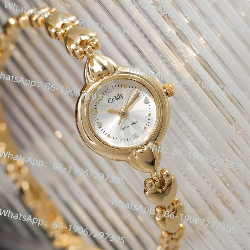 

Retro Love Bracelet Quartz Light Luxury Copper Gold-plated Student Thin Lady Thin Hand Watch Small and Simple
