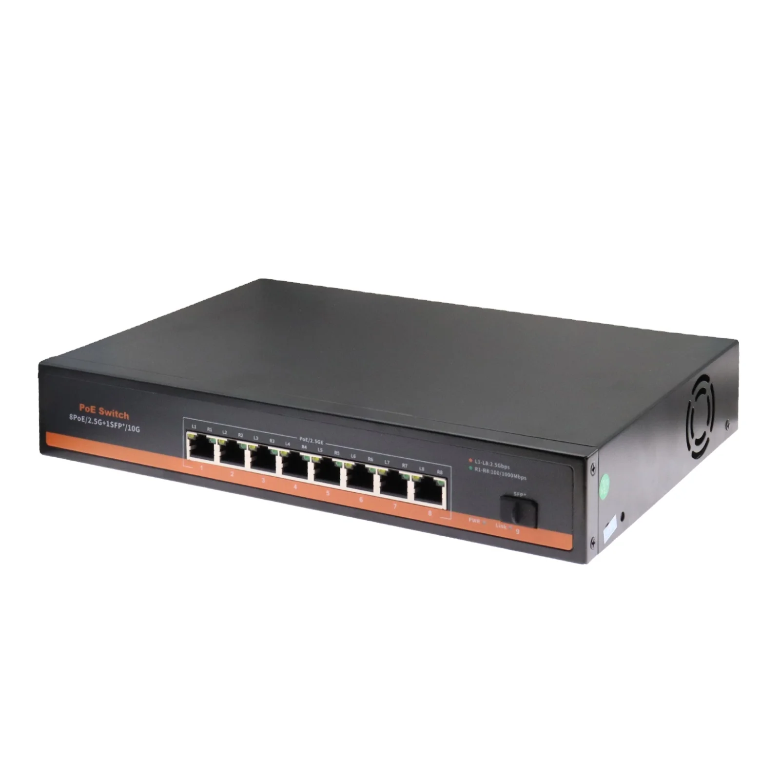 PoE Switch 8 Ports 2.5Gbps PoE To 1 Ports 10G SFP+ Fiber Unmanaged Ethernet Switch