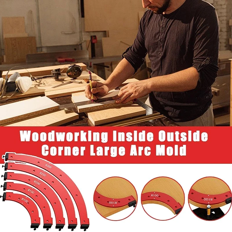 Woodworking Round Corner Radius Templates, Woodworking Inside Outside Corner Large Arc Mold, Arc Cutting Auxiliary Trimming Tool