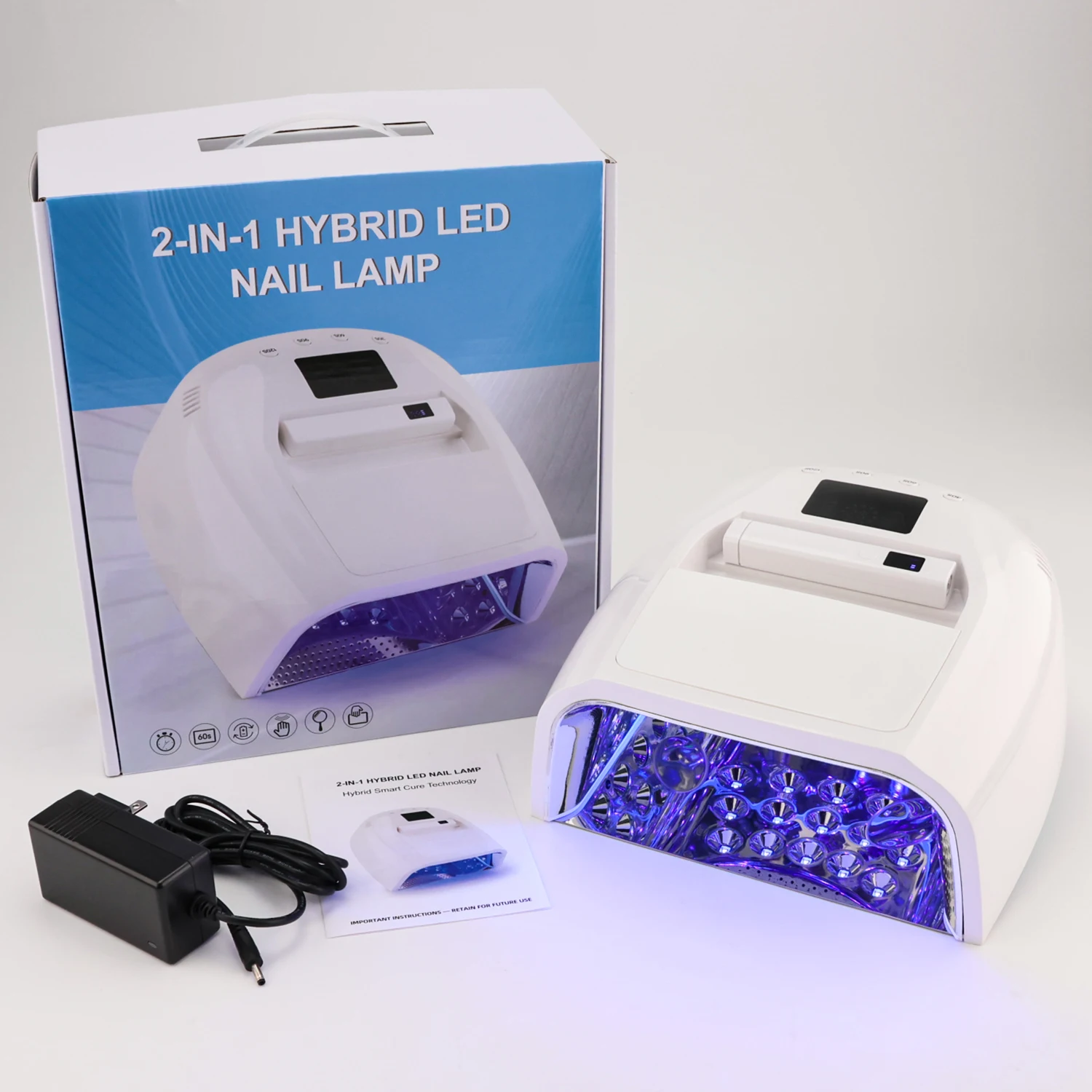 Detachable 2-in-1 High Power 86W Automatic UV LED Nail Lamp Cordless Rechargeable with Footholder for Salon Use