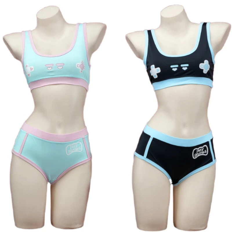 Traje de baño con estampado de Gamepad de Anime para mujer, uniforme de gimnasio japonés, ropa interior deportiva para niñas, traje de baño,