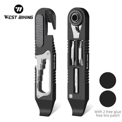 WEST BIKING 8 In 1 Multitool Tire Lever Portable Hex Wrench Set Ratchet Wrench Kit With Bike Tire Repair Patch Bicycle Gadgets