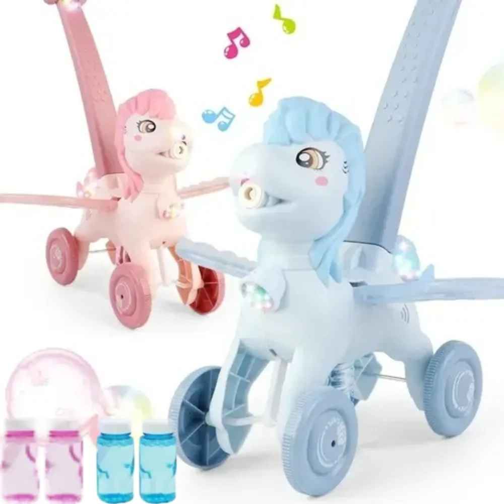 ポニーバブル芝刈り機-子供用おもちゃ-動物バブルマシン-幼児用-裏庭パーティー-屋外玩具-男の子女の子への誕生日プレゼント