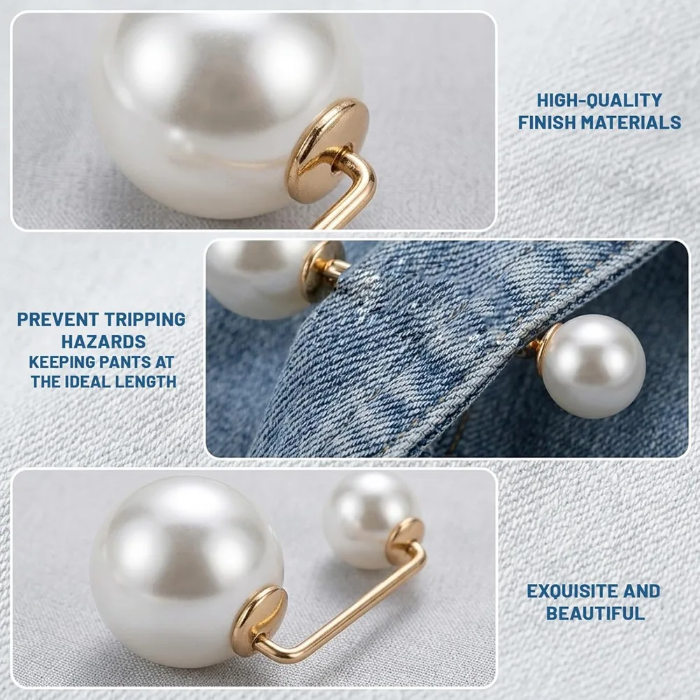 2026 New Hem Clips for Pants, Pearl Jeans Ankle Clip and Pant Cuff Clips, Adjustable Pant Leg for Secure Clothing, Accessories