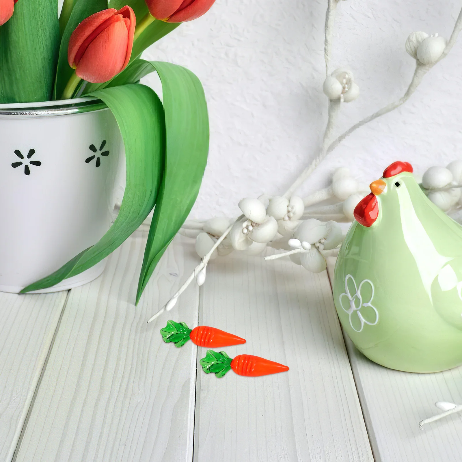

2Pcs Lifelike Fake Carrots Decor Bright Simulated Vegetable Ornaments for Easter Celebration Kids Gift Home Farmhouse Decoration