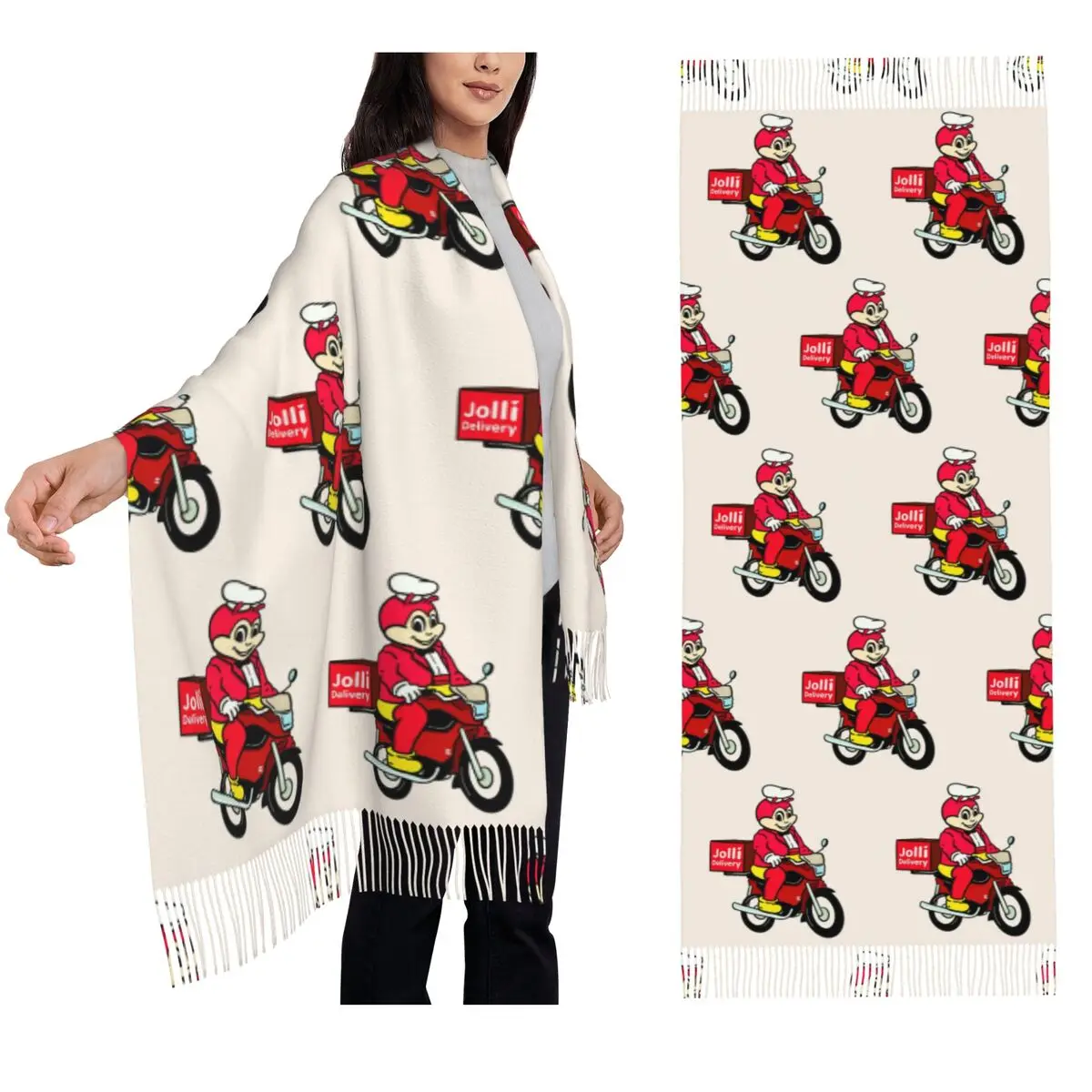 

JOLLIBEE DELIVERY FILIPINO FOOD POCKET TEE Шарф Шарфы с кисточками для женщин Мягкие теплые шали и накидки Длинная осенне-зимняя шаль