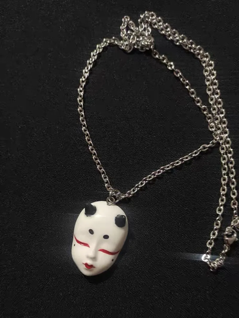 

China Hand-painted Ceramic necklace Lovers jewelry guardian spirit doll hip hop jewelrys Halloween Mask Cosplay Pendant Necklace