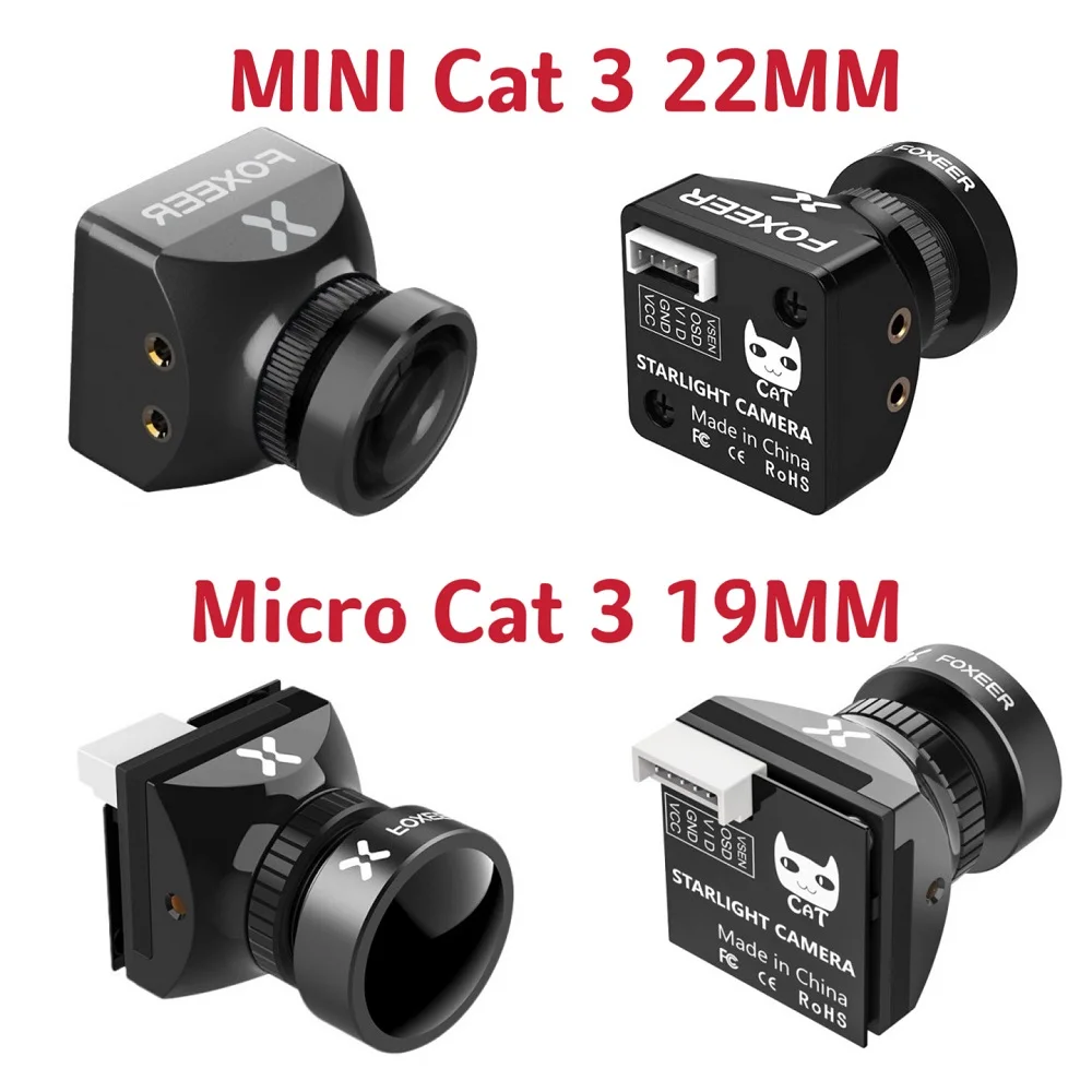 

Foxeer Cat 3 Mini 22mm/Micro 19mm 1200TVL Starlight 0.00001Lux FPV Camera Low Latency Low Noise FPV Camera For RC Racing Drone