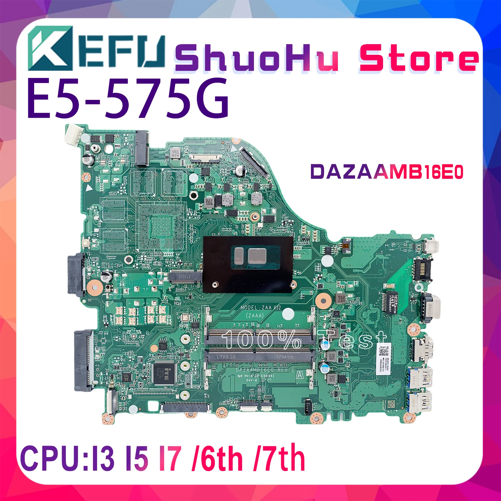 

DAZAAMB16E0 Mainboard For ACER Aspire E5-575 E5-575G ZAA X32 Laptop Motherboard With i7-i5 i3/6th 7th CPU DDR4 100% Fully Tested