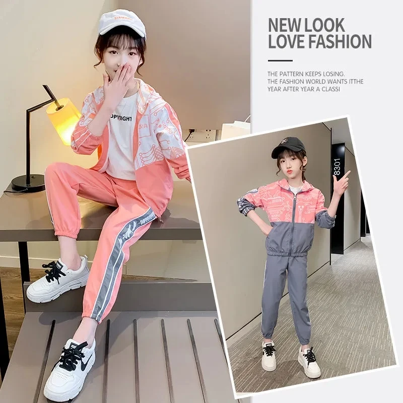 Kids Girl Outfit 2023 Spring Autumn Toddler Girl Casual Hooded Sweatshirt+Pant Fashion Student Sport Suit Boutique Girls Clothes