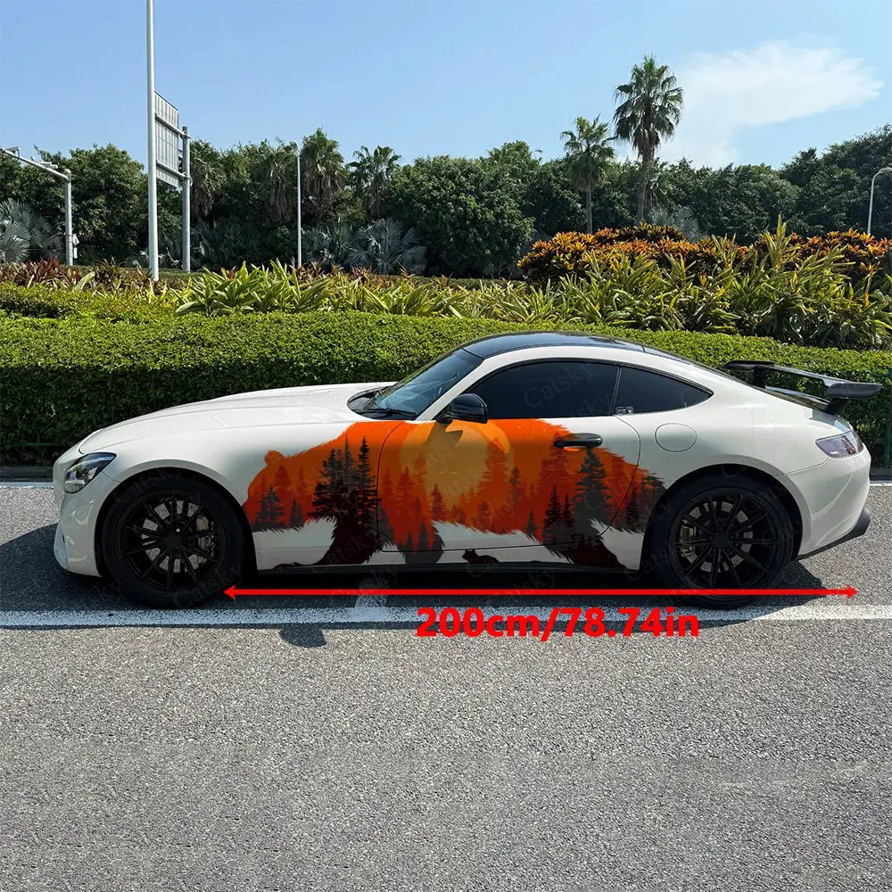 2pcs Paw Print Mountain Forest, Durable, Fade-resistant, Enhance Vehicle Aesthetics With Bold Artistic Design Car Vinyl Wraps